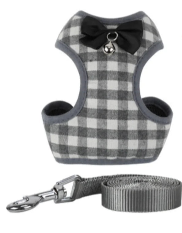 Chic Checkered Pet Harness & Leash
