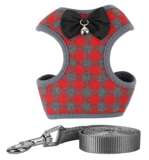 Chic Checkered Pet Harness & Leash