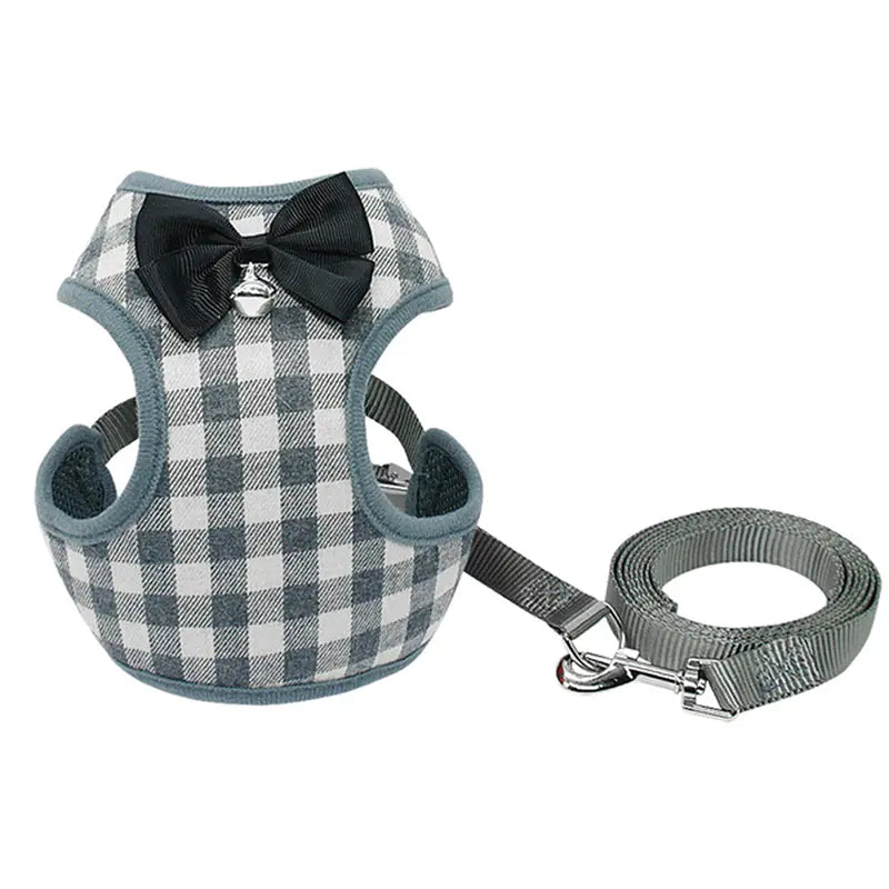 Chic Checkered Pet Harness & Leash